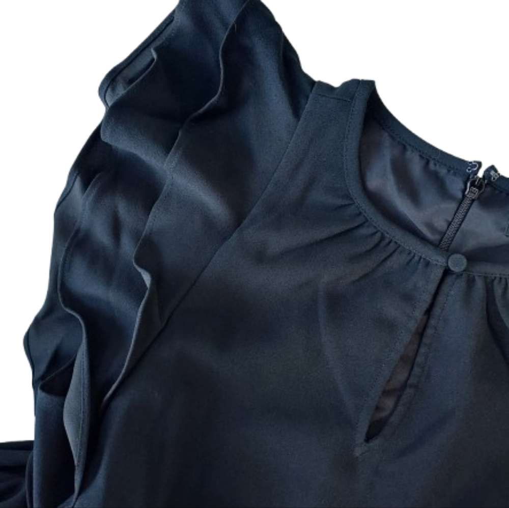 J. Crew Black One Piece Jumpsuit Size 6 NEW NWT Ruffle Flutter Sleeve - Picture 5 of 12